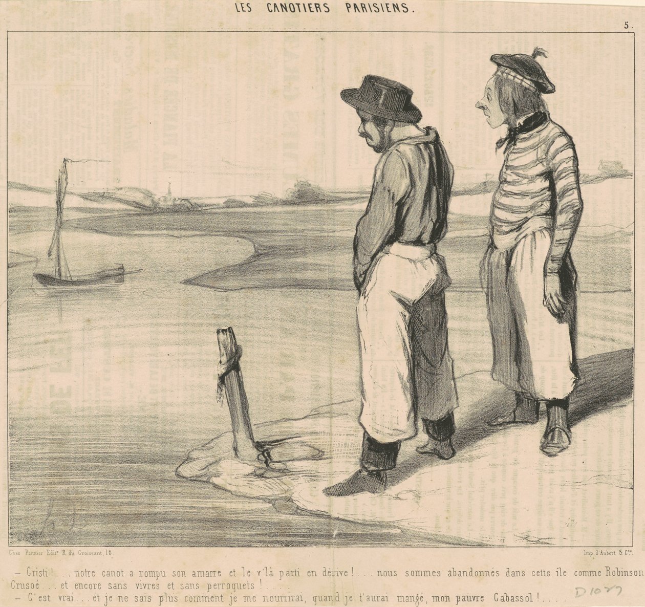 Cristi! ... Vår kanot har brutit sin förtöjning ... av Honoré Daumier