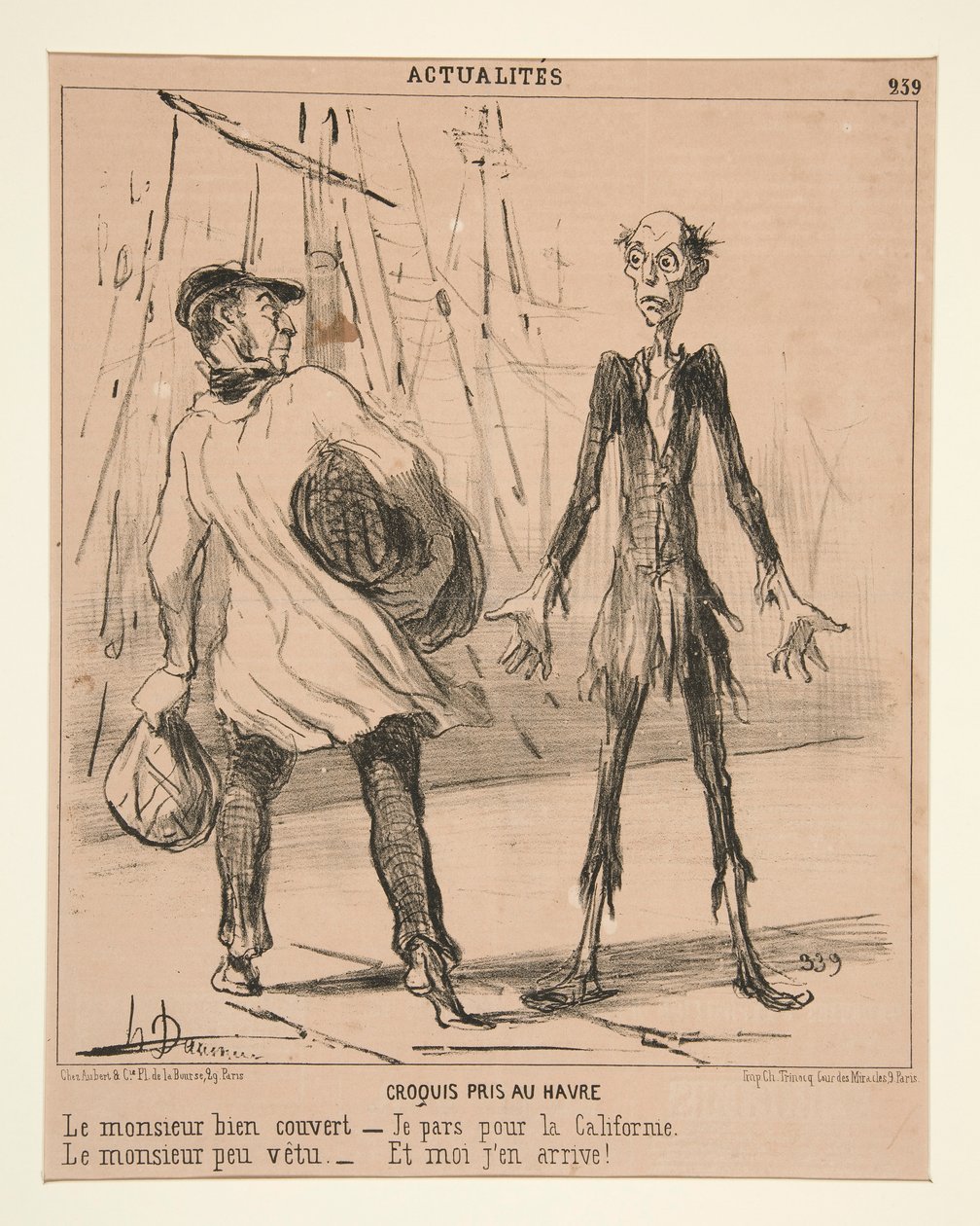 Sketch tagen i Le Havre: Den vältäckta gentlemannen av Honoré Daumier