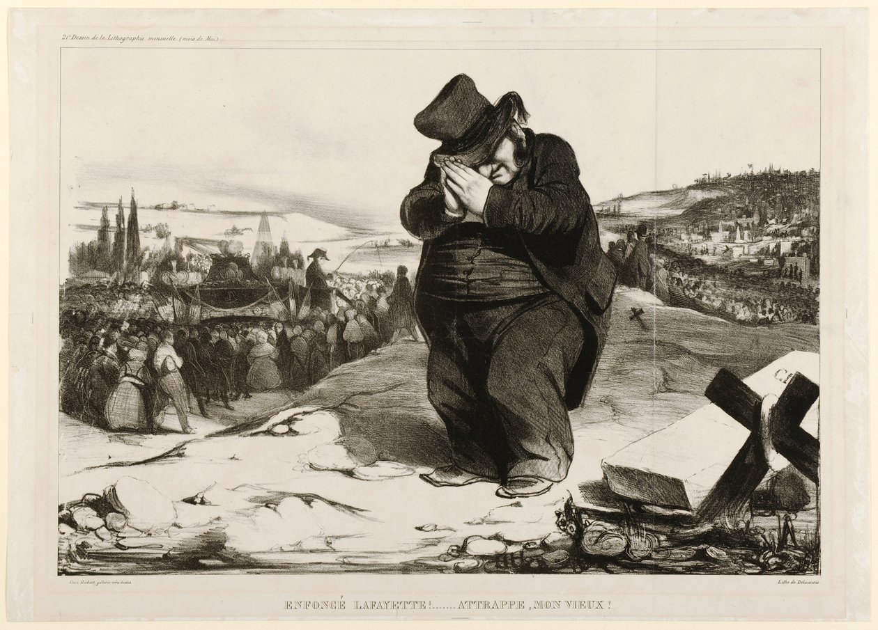 Krossad Lafayette!... Instängd, gammal karl! 1834 (litografi) av Honoré Daumier