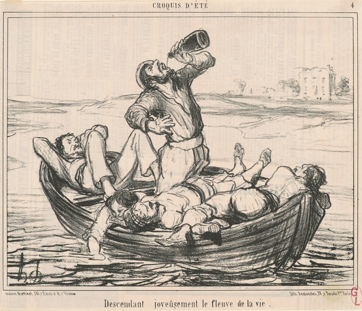 Lyckligt nedför livets flod av Honoré Daumier