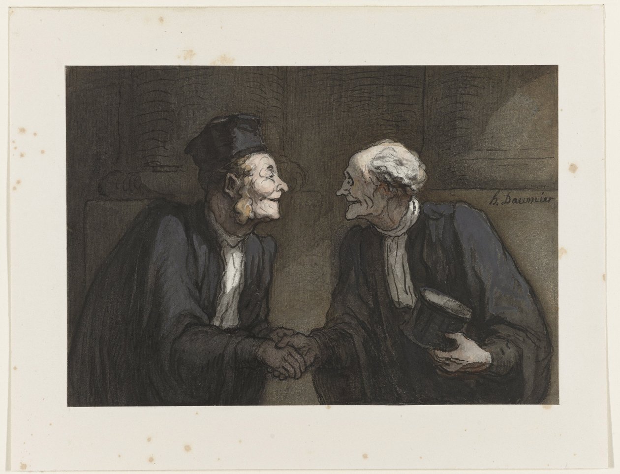 Två advokater: handslaget Två advokater: handslaget. av Honoré Daumier