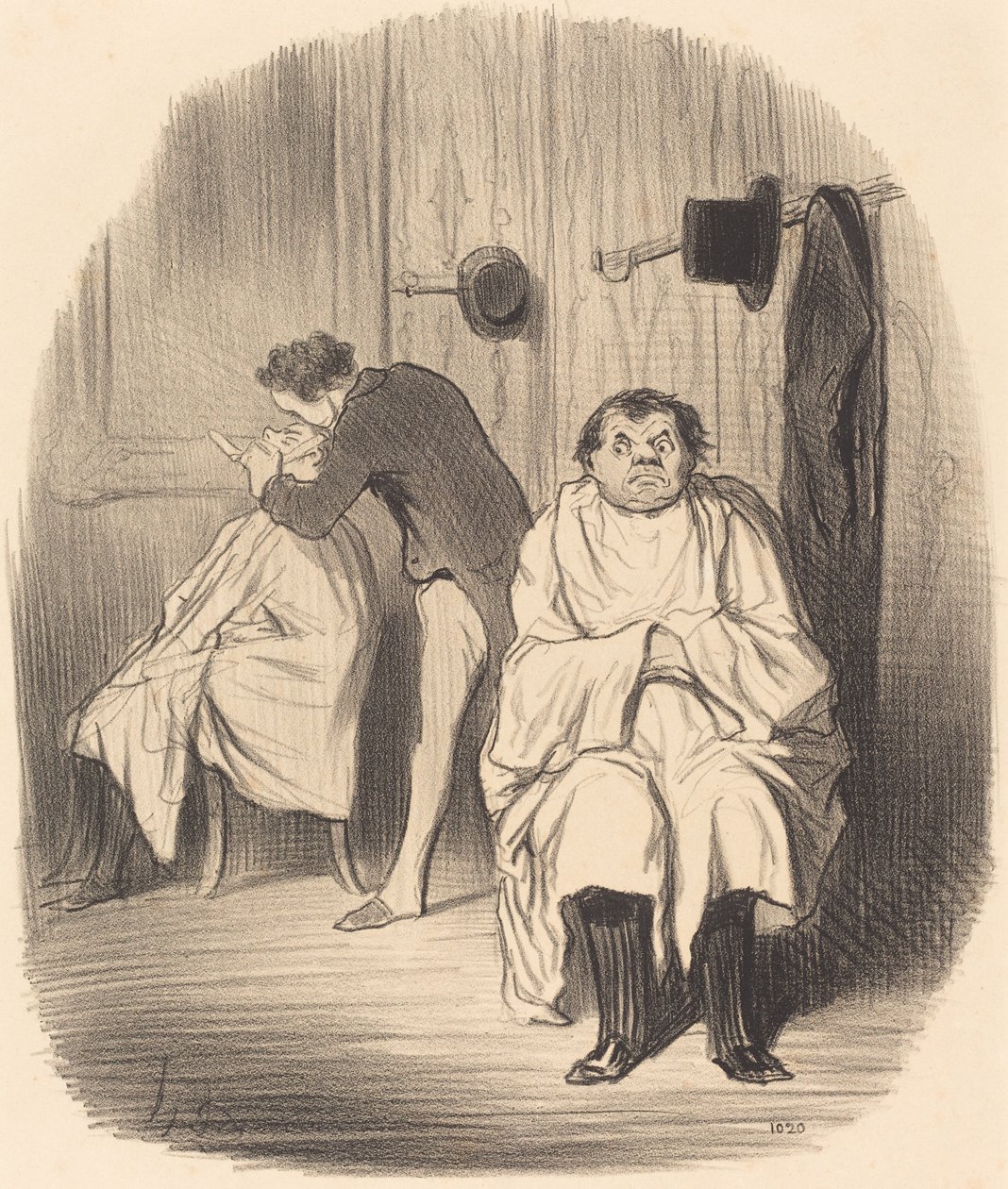Djävulen!... det verkar som att rakhyveln inte är särskilt bra... av Honoré Daumier