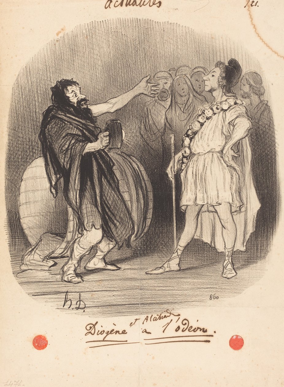 Diogenes och Alcibiades vid Odéon av Honoré Daumier