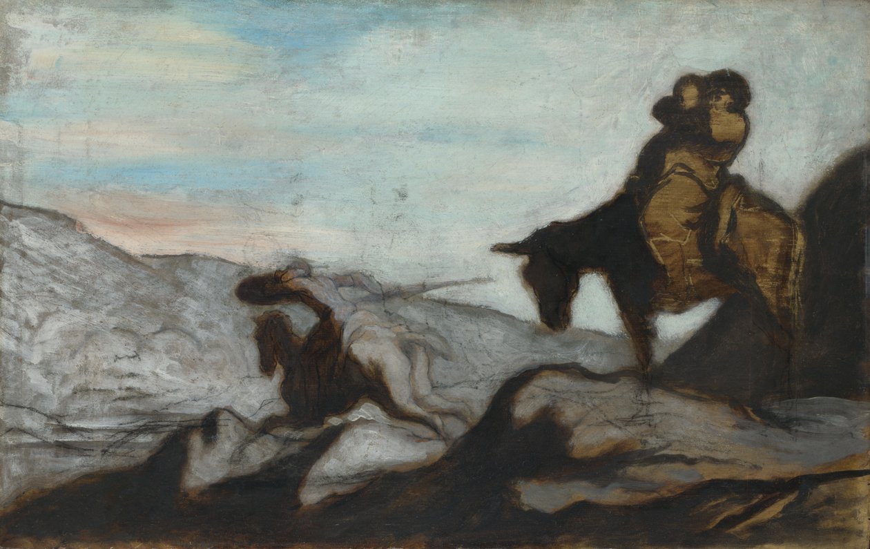 Don Quijote och Sancho Panza, ca 1855 av Honoré Daumier