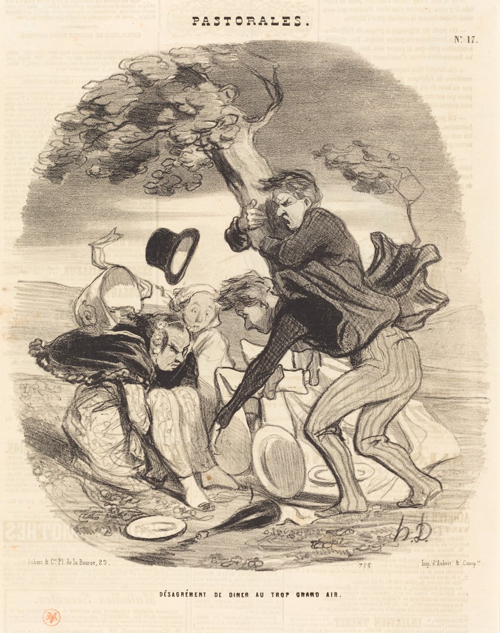 Besvär med att äta utomhus av Honoré Daumier