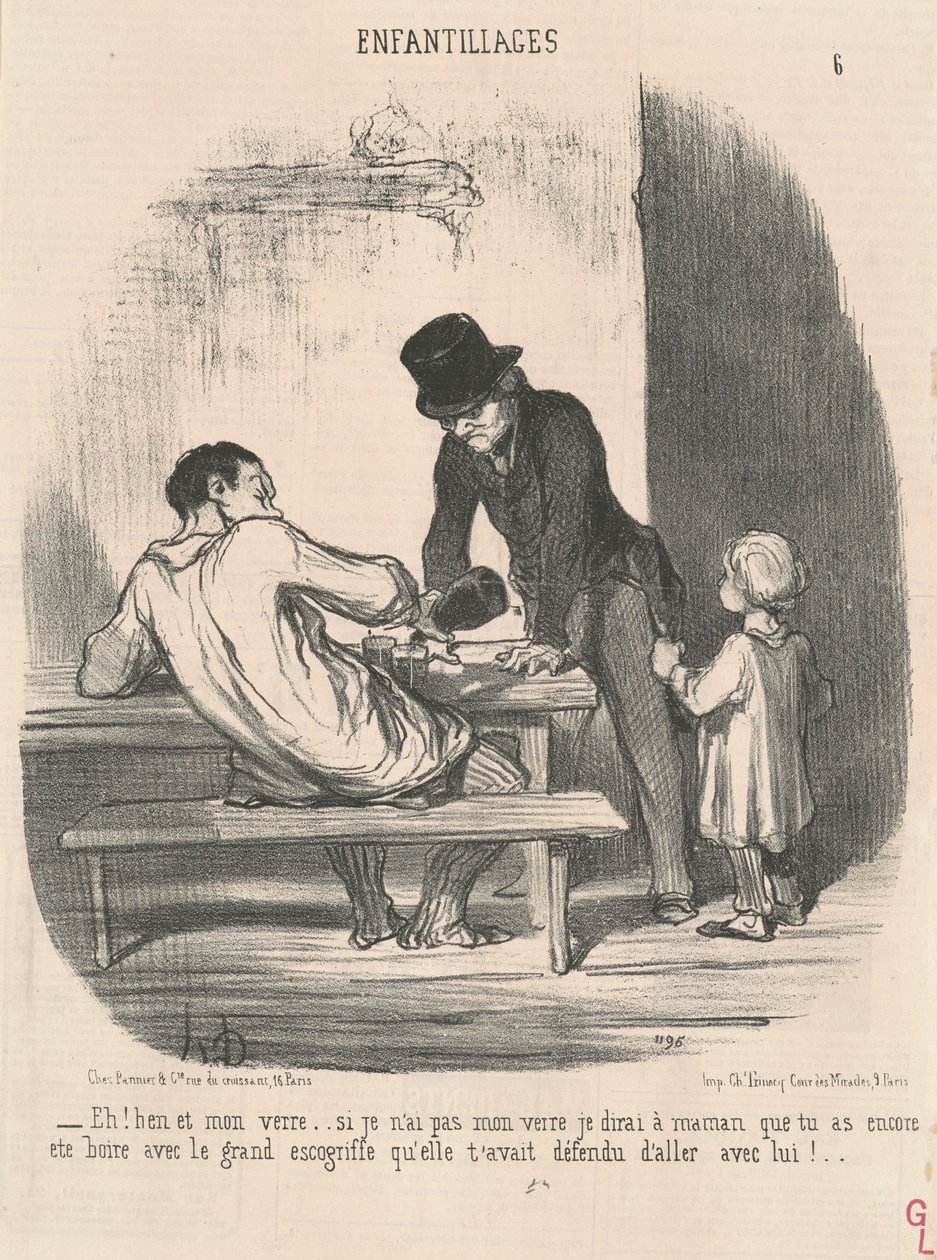 Hallå! Ben och min drink... om jag inte har... av Honoré Daumier