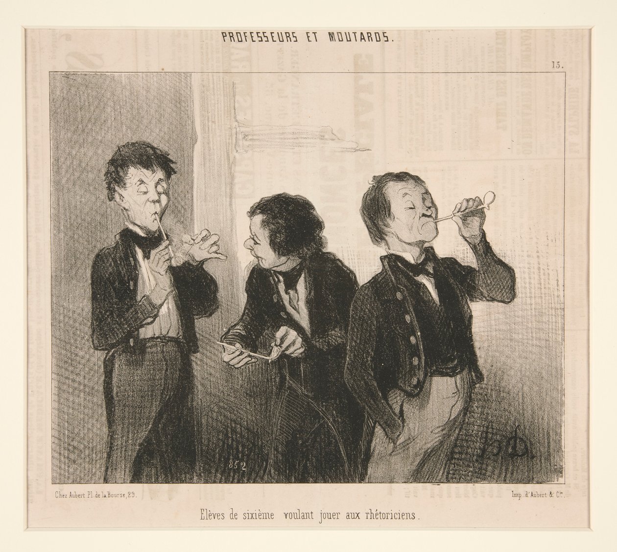 Elever i sjätte klass som vill spela retoriker, från professorer och Moutards av Honoré Daumier