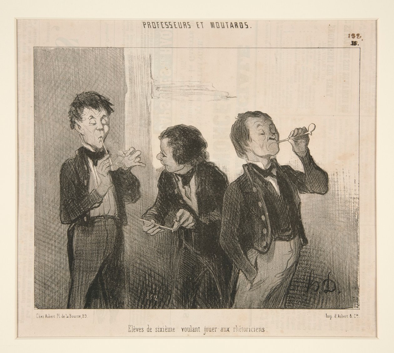 Elever i sjätte klass som vill spela retoriker, från professorer och Moutards av Honoré Daumier