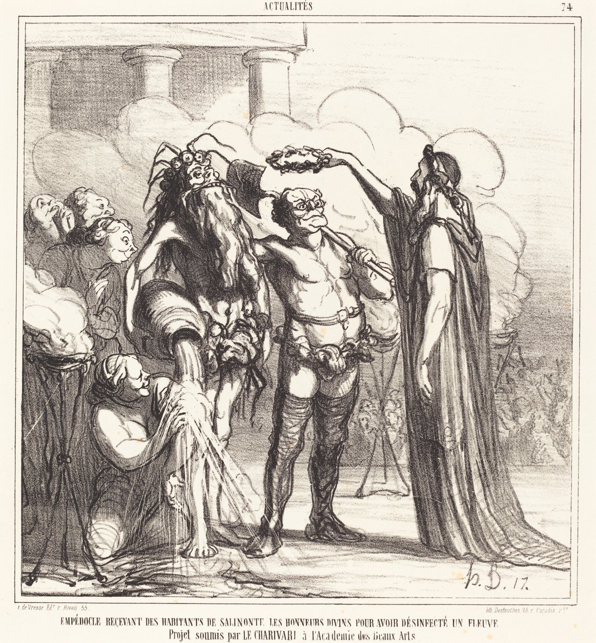 Empedokles tar emot... gudomlig utmärkelse... av Honoré Daumier