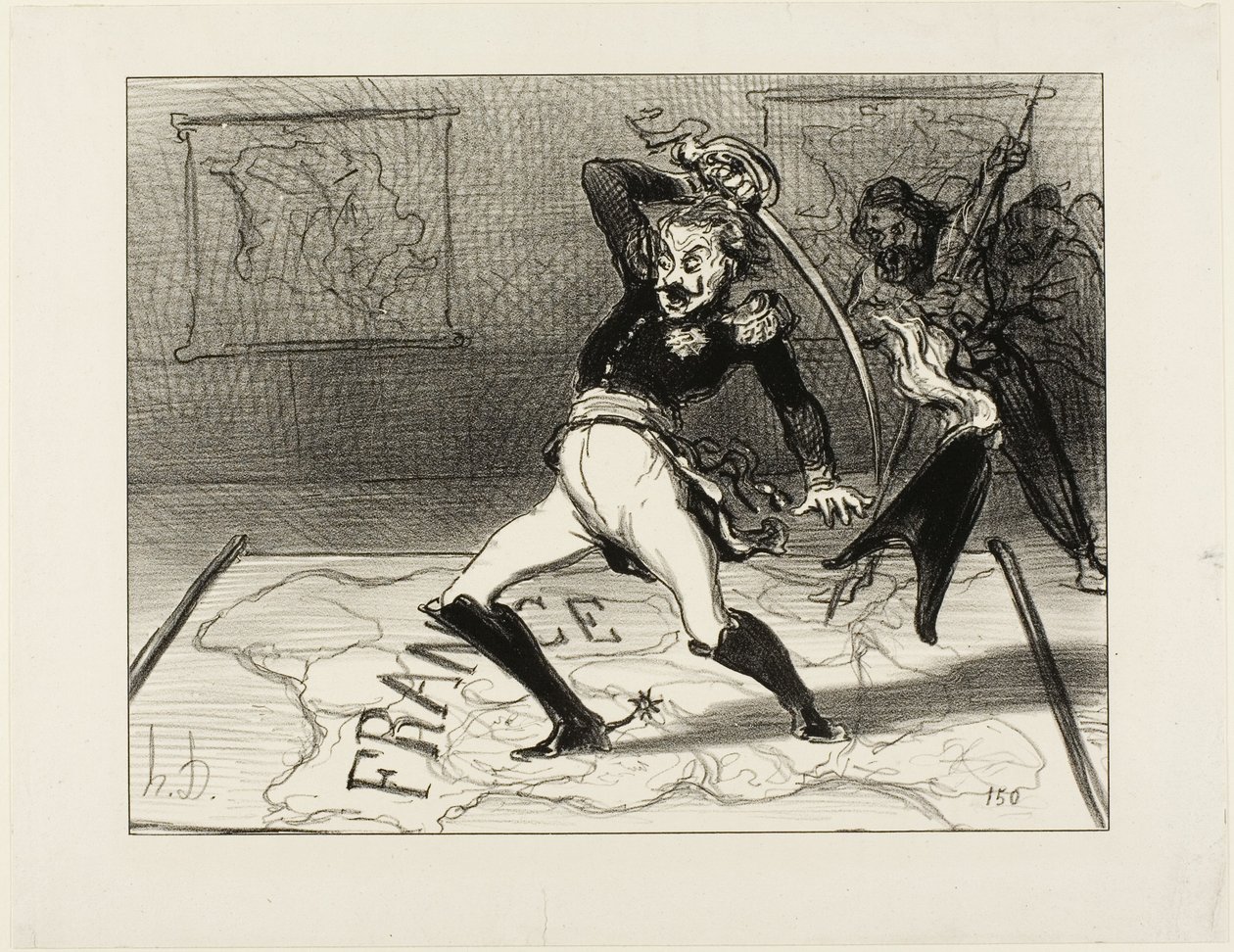 Kejsar Nicolas arbetar i sitt skåp, skylt 94 från Actualités, 1850 av Honoré Daumier