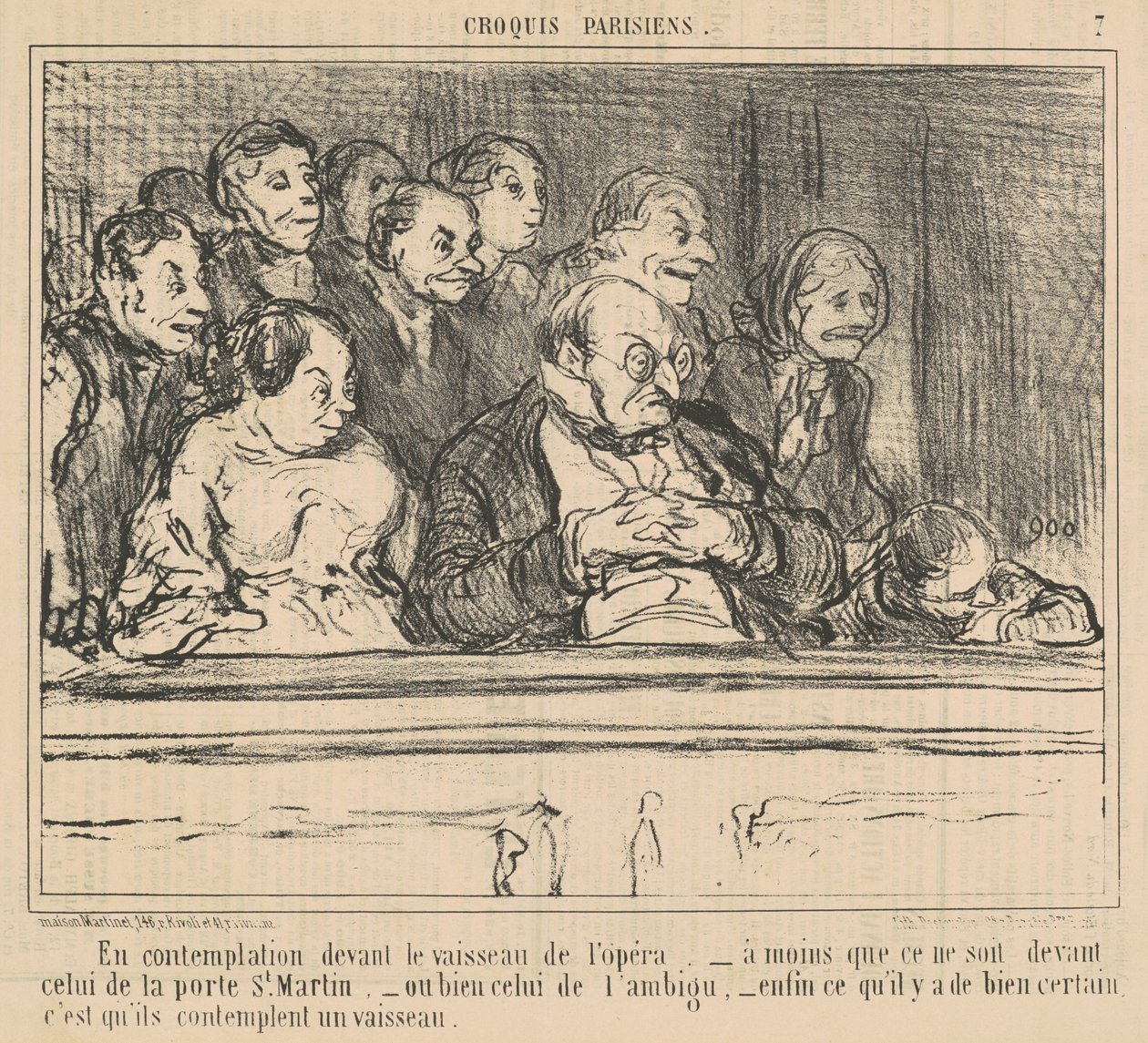 I kontemplation framför operans skepp av Honoré Daumier