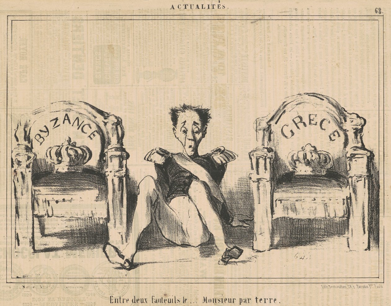 Mellan två fåtöljer, herrn på golvet av Honoré Daumier