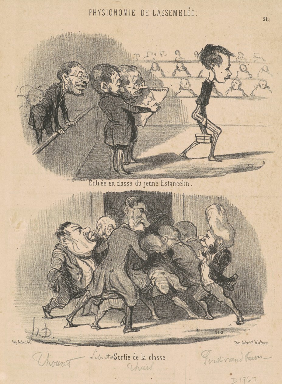 Inträde i klass av den unge Estancelin av Honoré Daumier