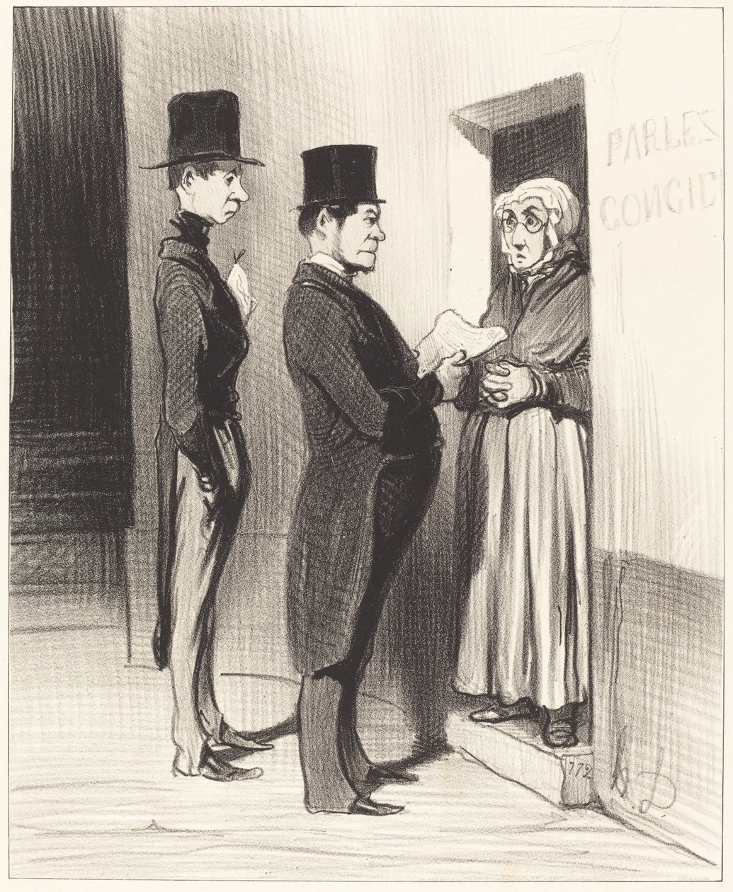 Och tala till dess dörr så förklarade... av Honoré Daumier