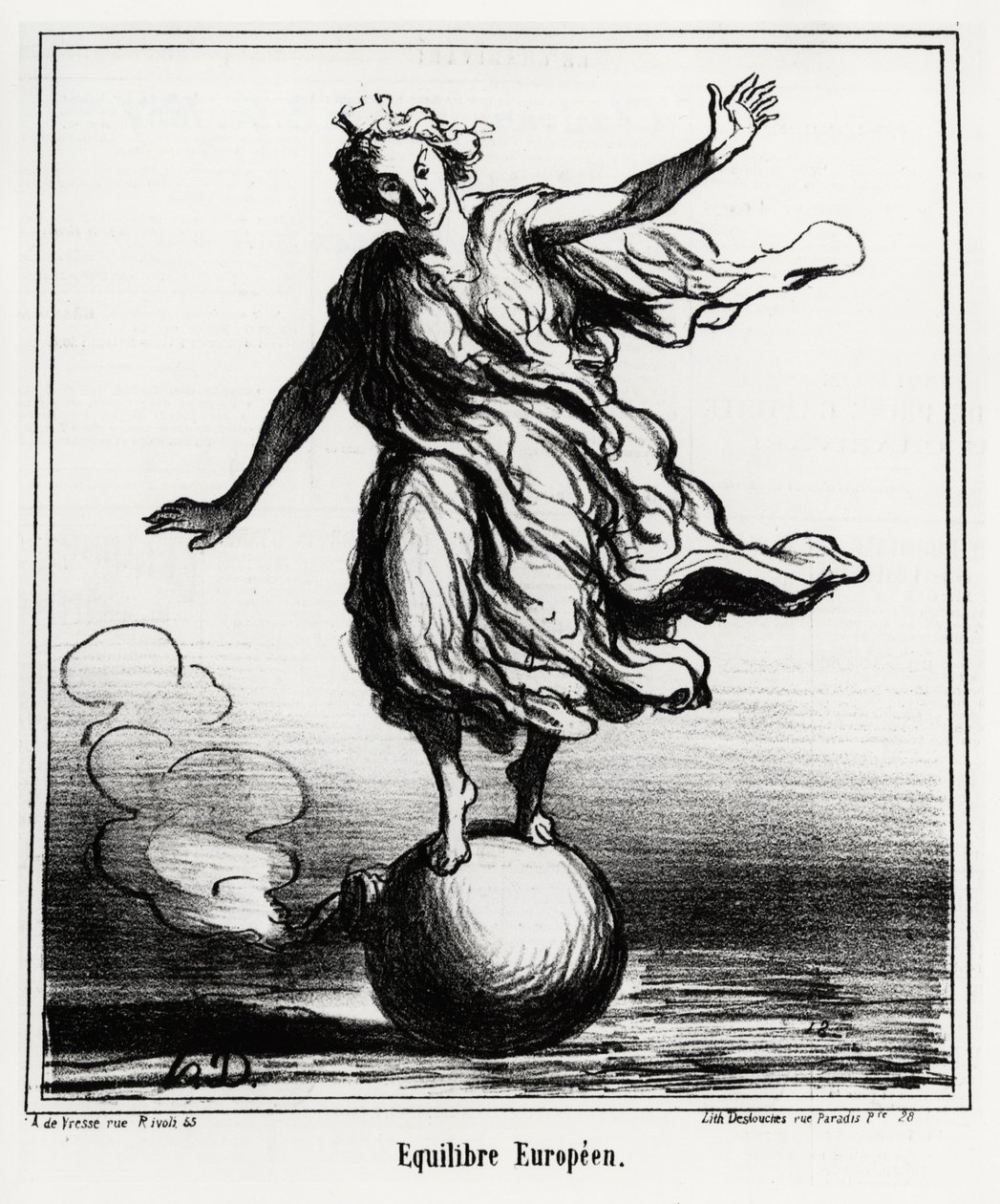 Europeisk balans. Illustration av Honore Daumier (1808-1879), publicerad i tidningen Charivari den 3 april. av Honoré Daumier