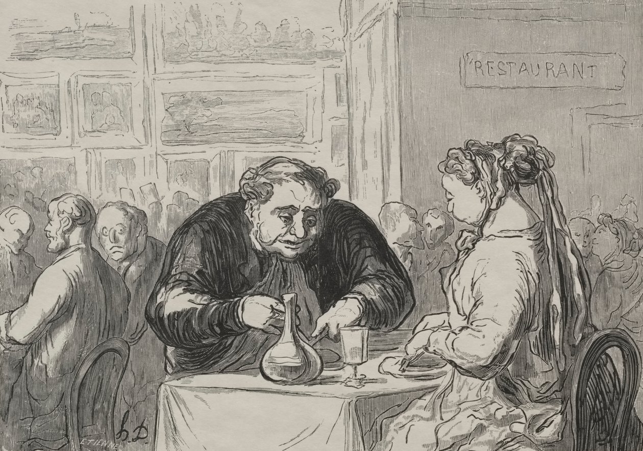 Utställning av konst: på kärleken till konst och kotlettbuffé av Honoré Daumier