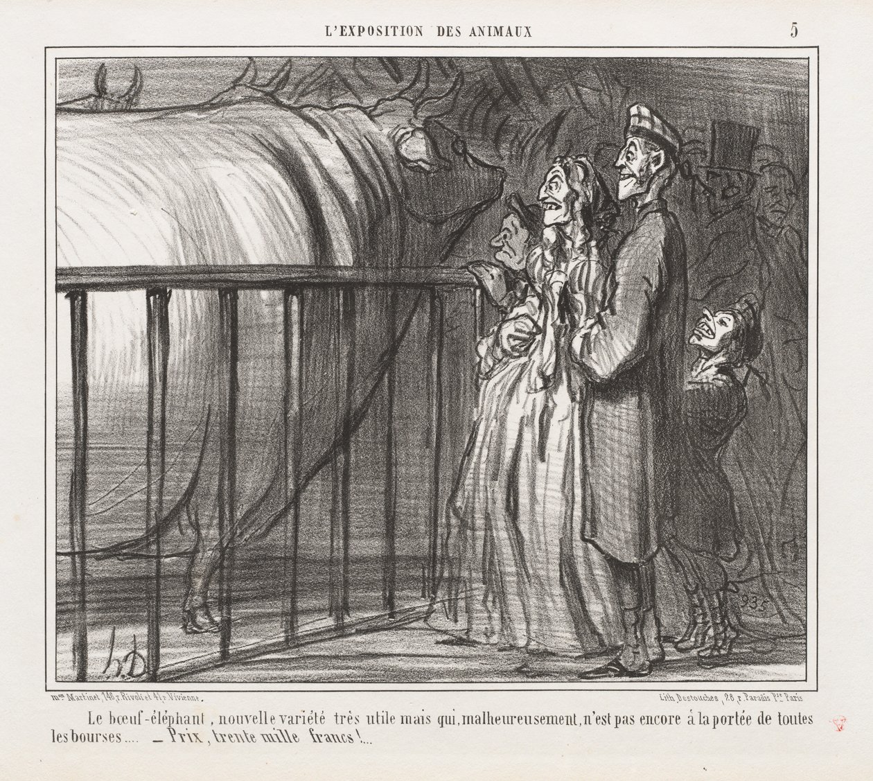 Utställning av djur: Pl. 5, Ko-elefanten, ny variant.... av Honoré Daumier
