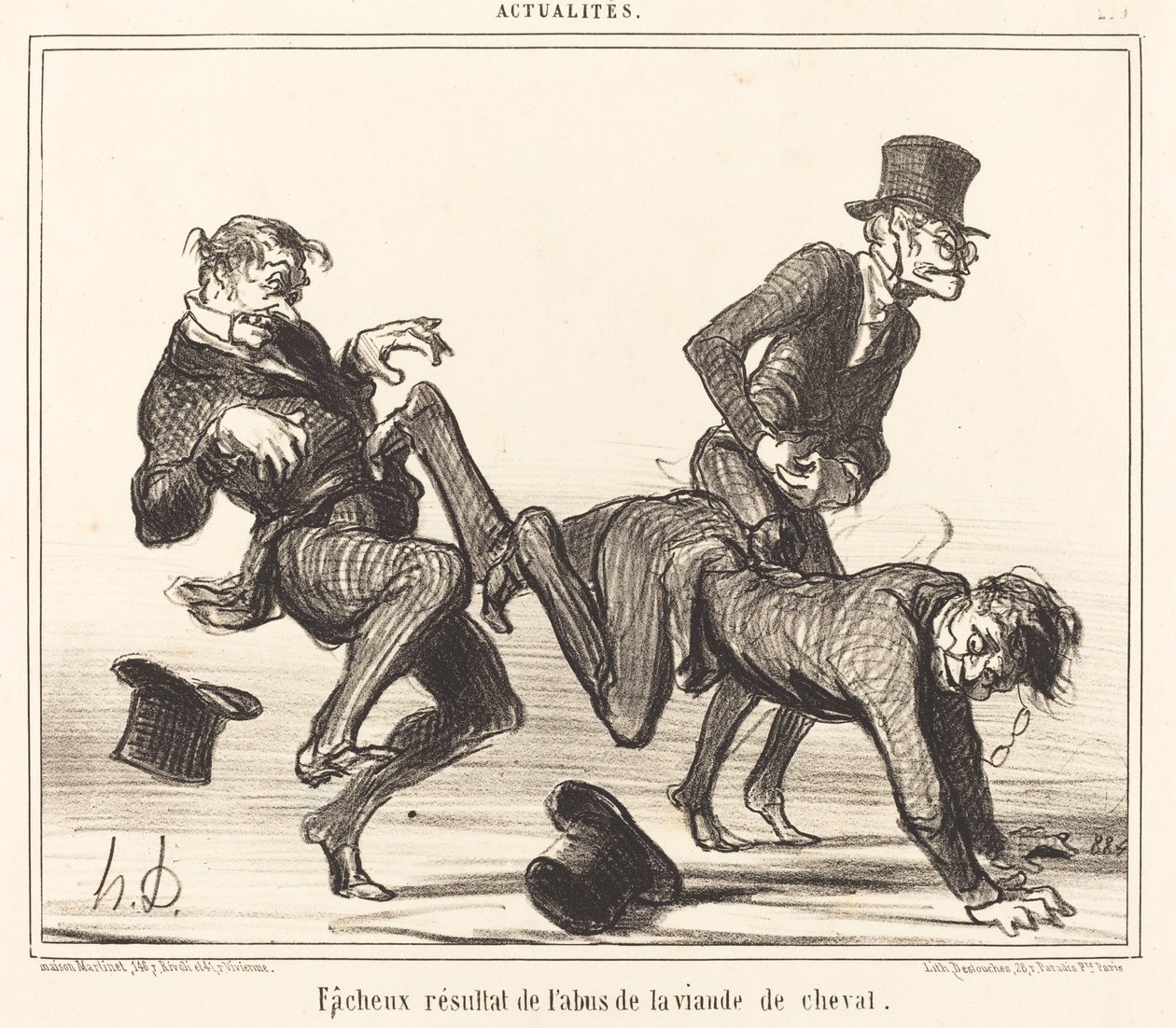 Olyckligt resultat... hästkött av Honoré Daumier