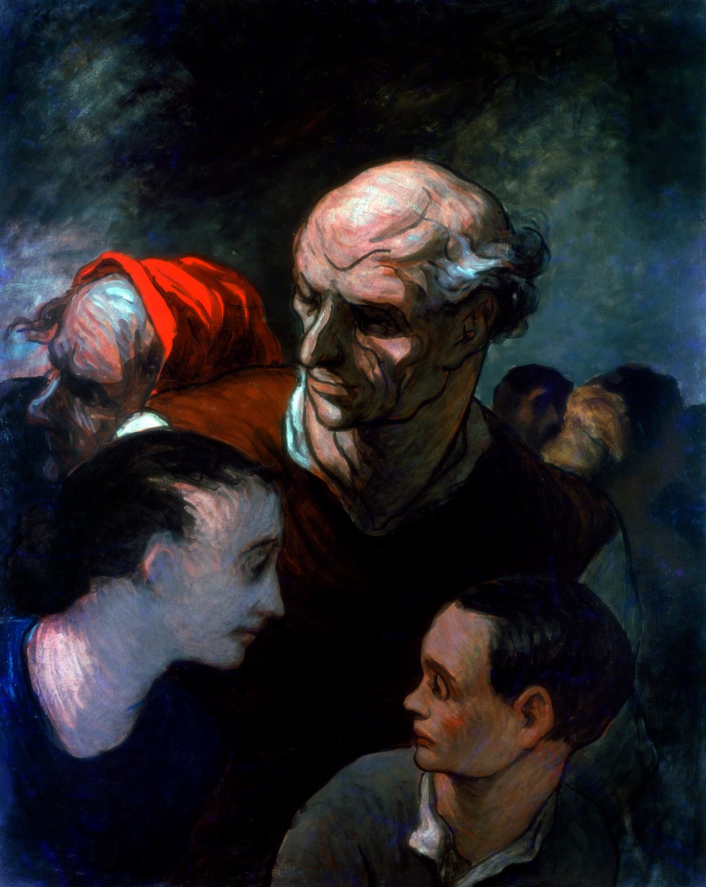 Familj i en barrikad under Pariskommunen, 1870 av Honoré Daumier