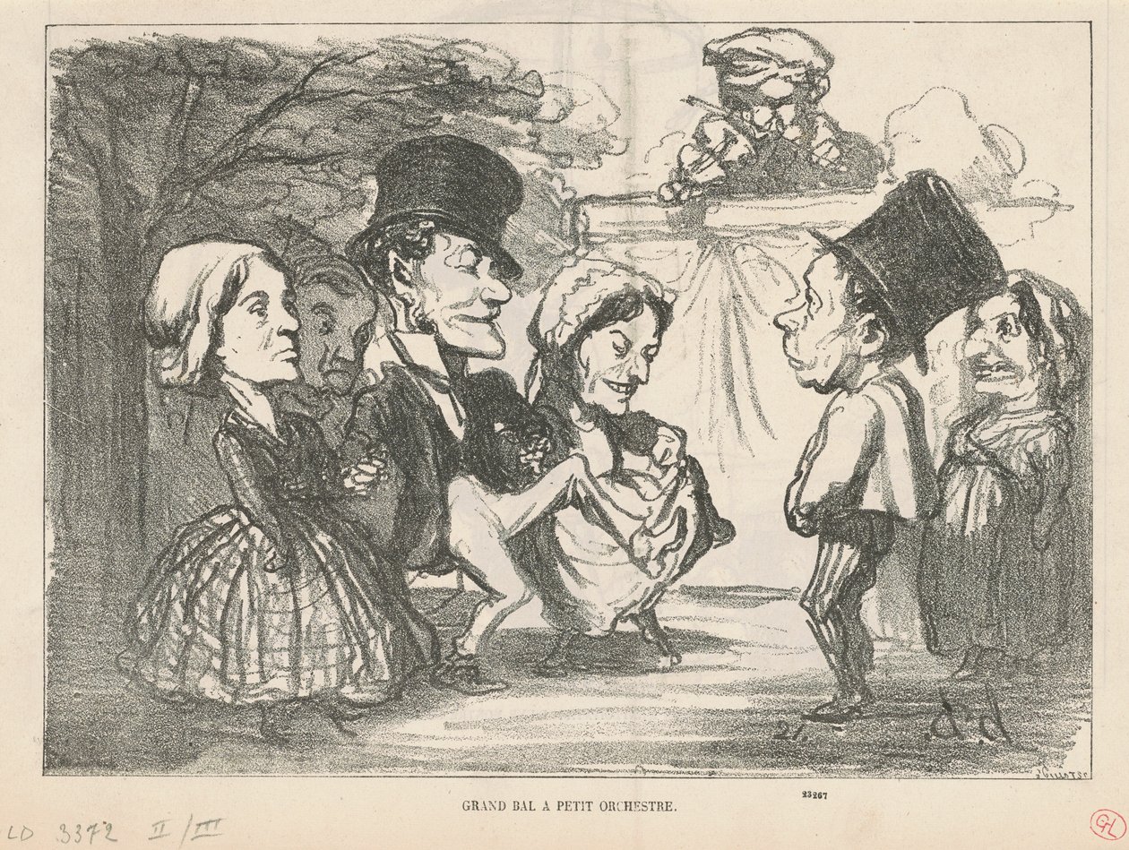 Stor bal med en liten orkester... (rekto); Ett allmänt partnerskap (tillbaka) av Honoré Daumier