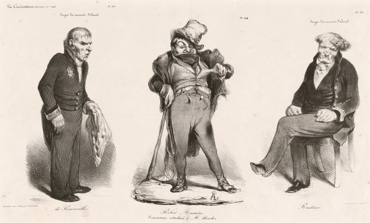 Huguet de Sémonville - Robert Macaire (Thiers) - Greve Roederer av Honoré Daumier