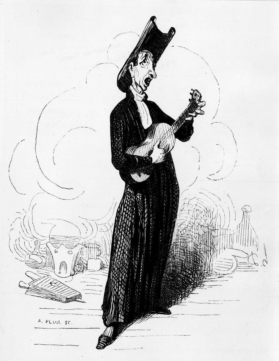 Humoristisk teckning av Mathieu Joseph Bonaventure Orfila (1787-1853) (gravyr) av Honoré Daumier