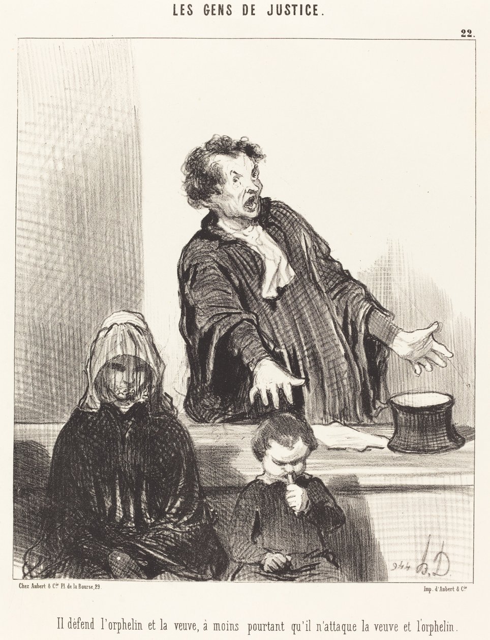 Han försvarar den föräldralösa och änkan, om inte... av Honoré Daumier