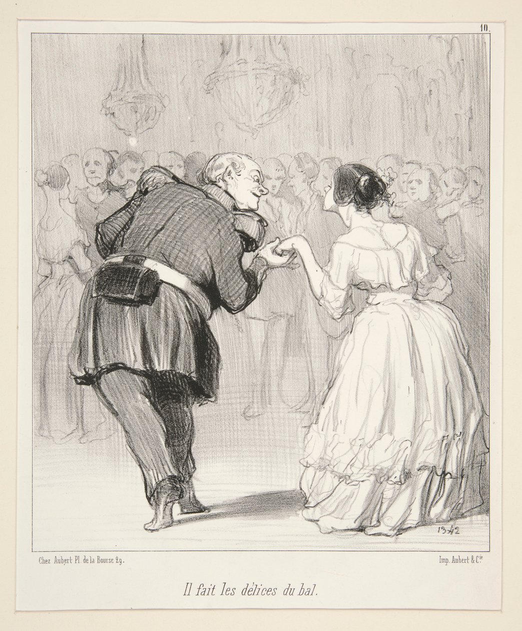 Han gör bollens nöjen., från Les Banqueteurs av Honoré Daumier