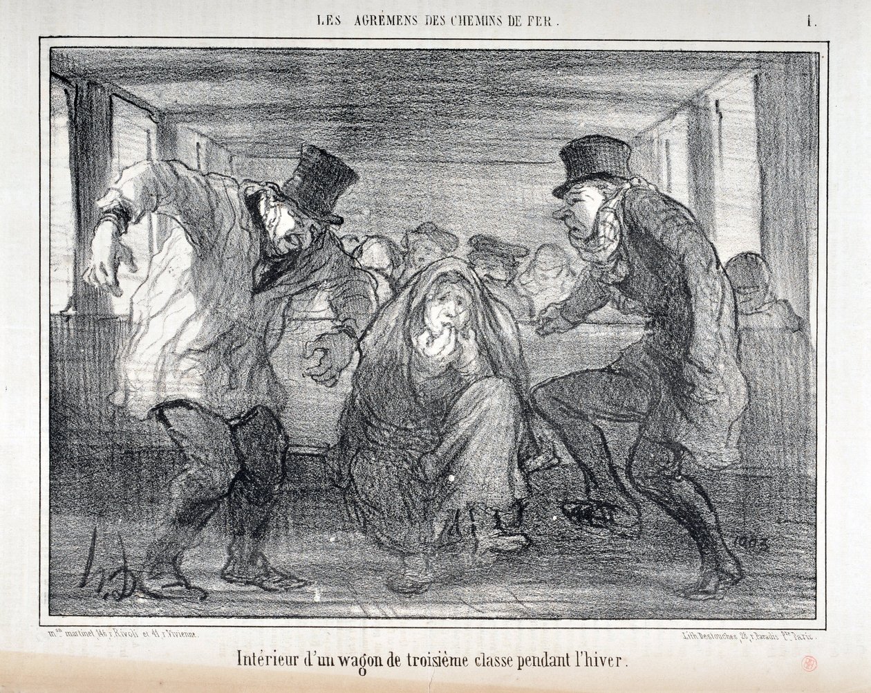 Illustration för serien "Les Agrements des Chemin de fer" av Honoré Daumier