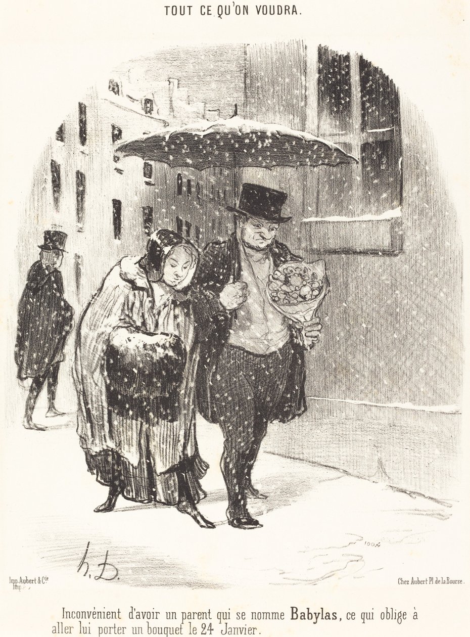 Nackdel med att ha en förälder som heter Babylas... av Honoré Daumier