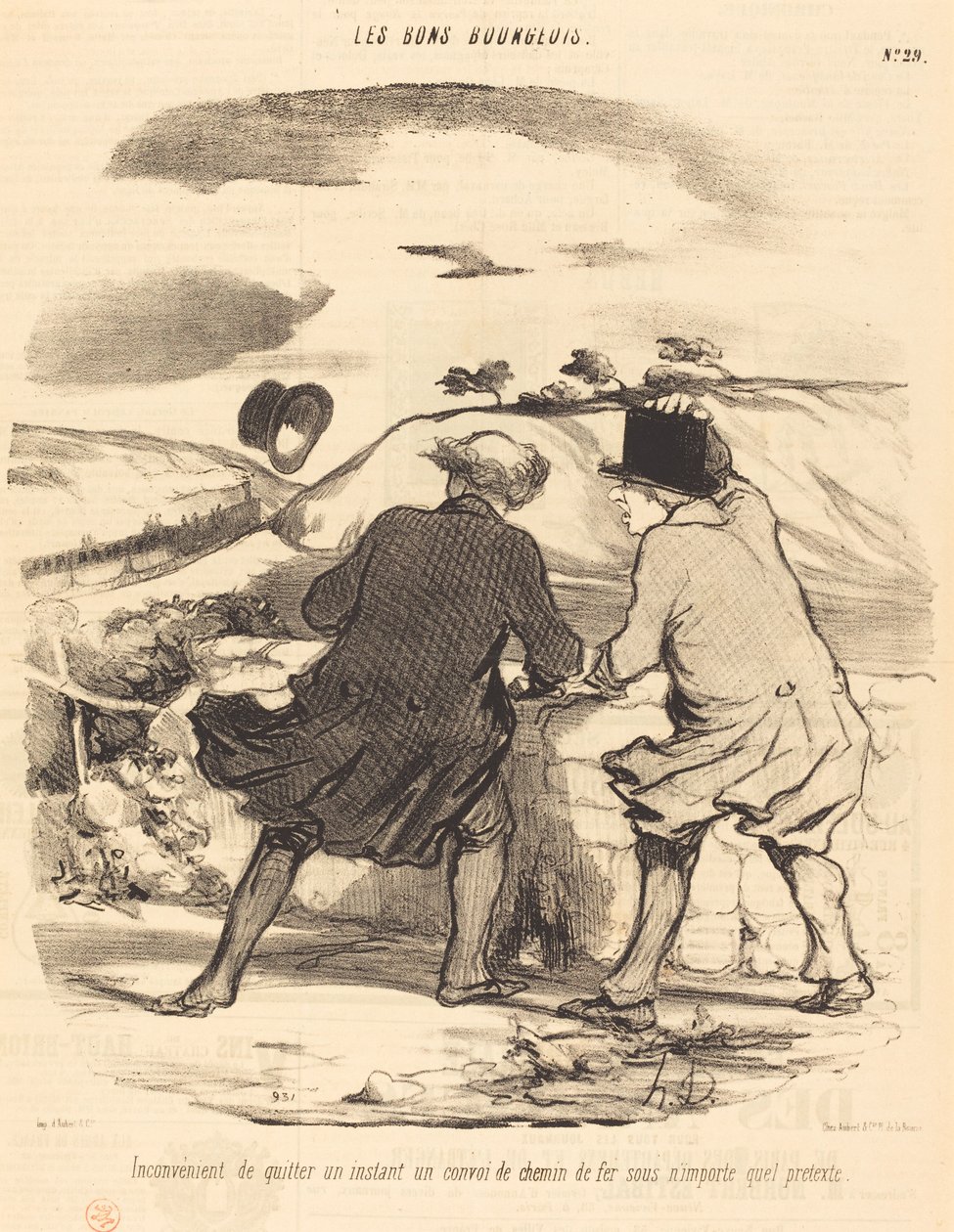 Nackdel med att lämna...en järnvägskonvoj... av Honoré Daumier
