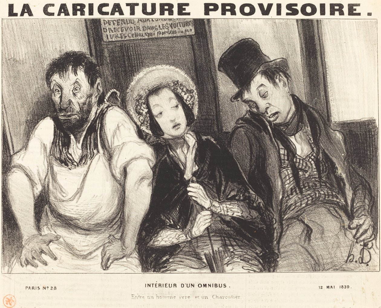 Interiör av en omnibus av Honoré Daumier