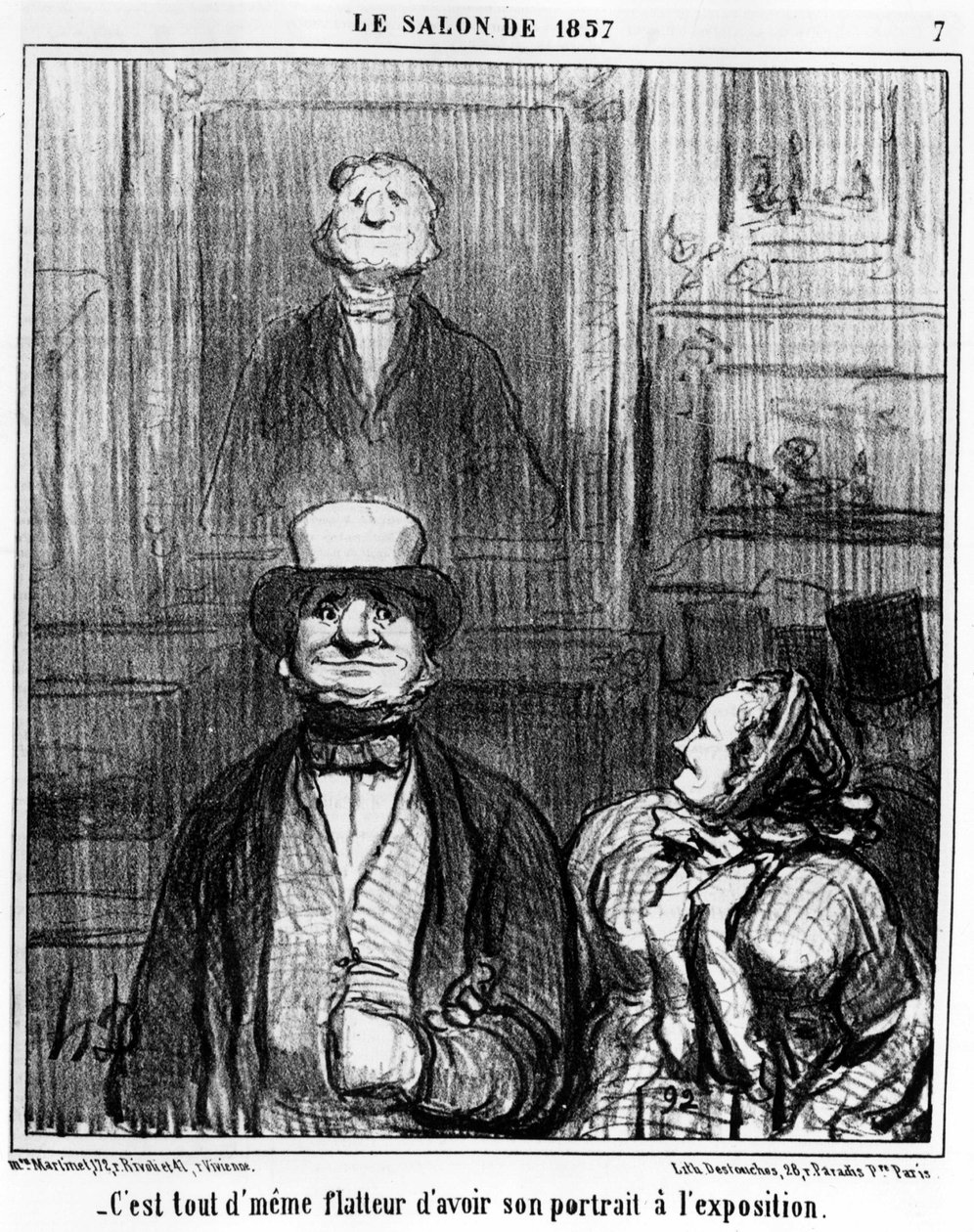 Det är smickrande att ha hans porträtt i utställningen, hämtat från "" Målningar och salonger", en serie karikatyrer av Honore Daumier (1808-1879). “Charivari” av Honoré Daumier