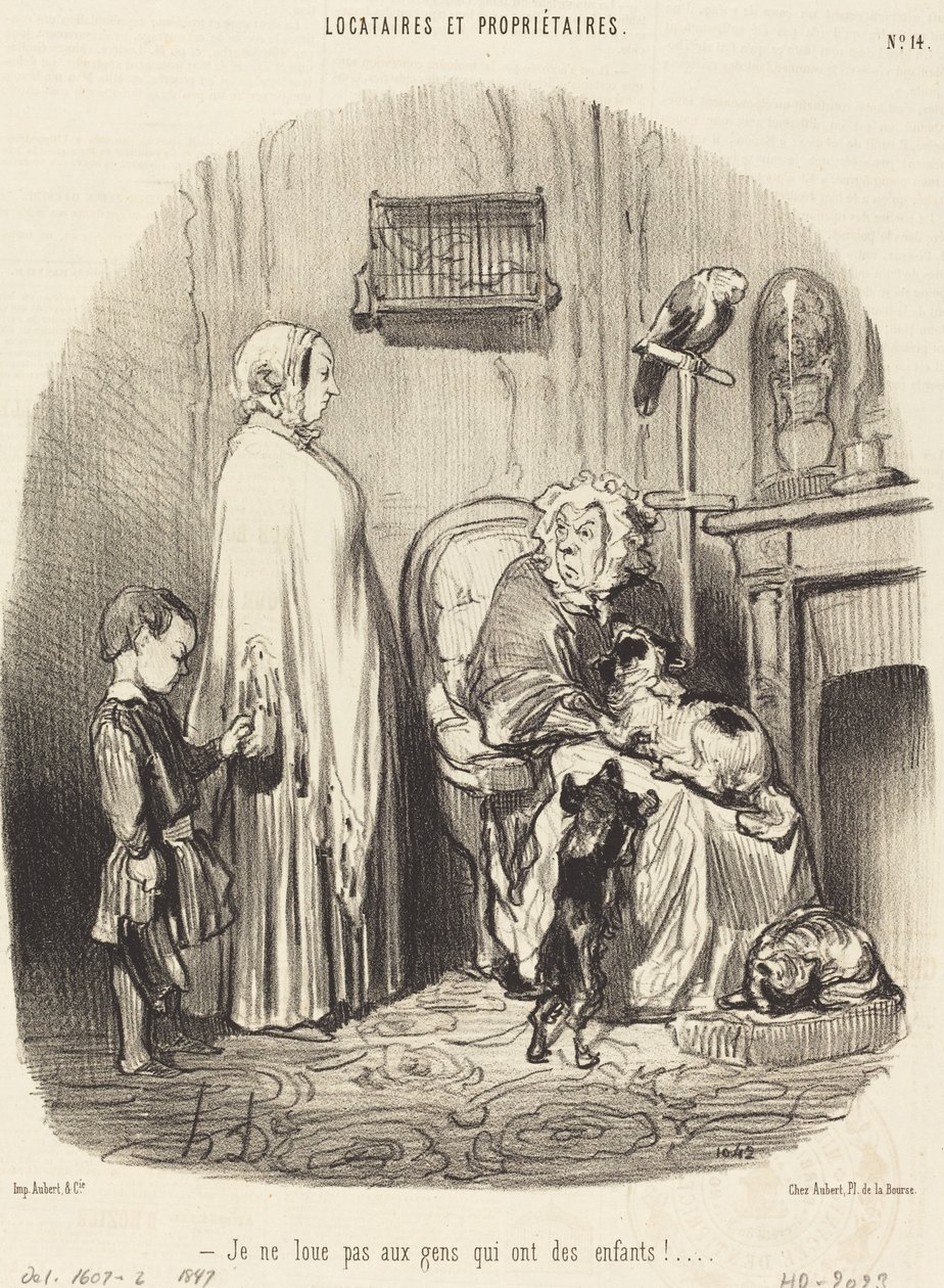 Jag hyr inte ut till folk som har barn! av Honoré Daumier
