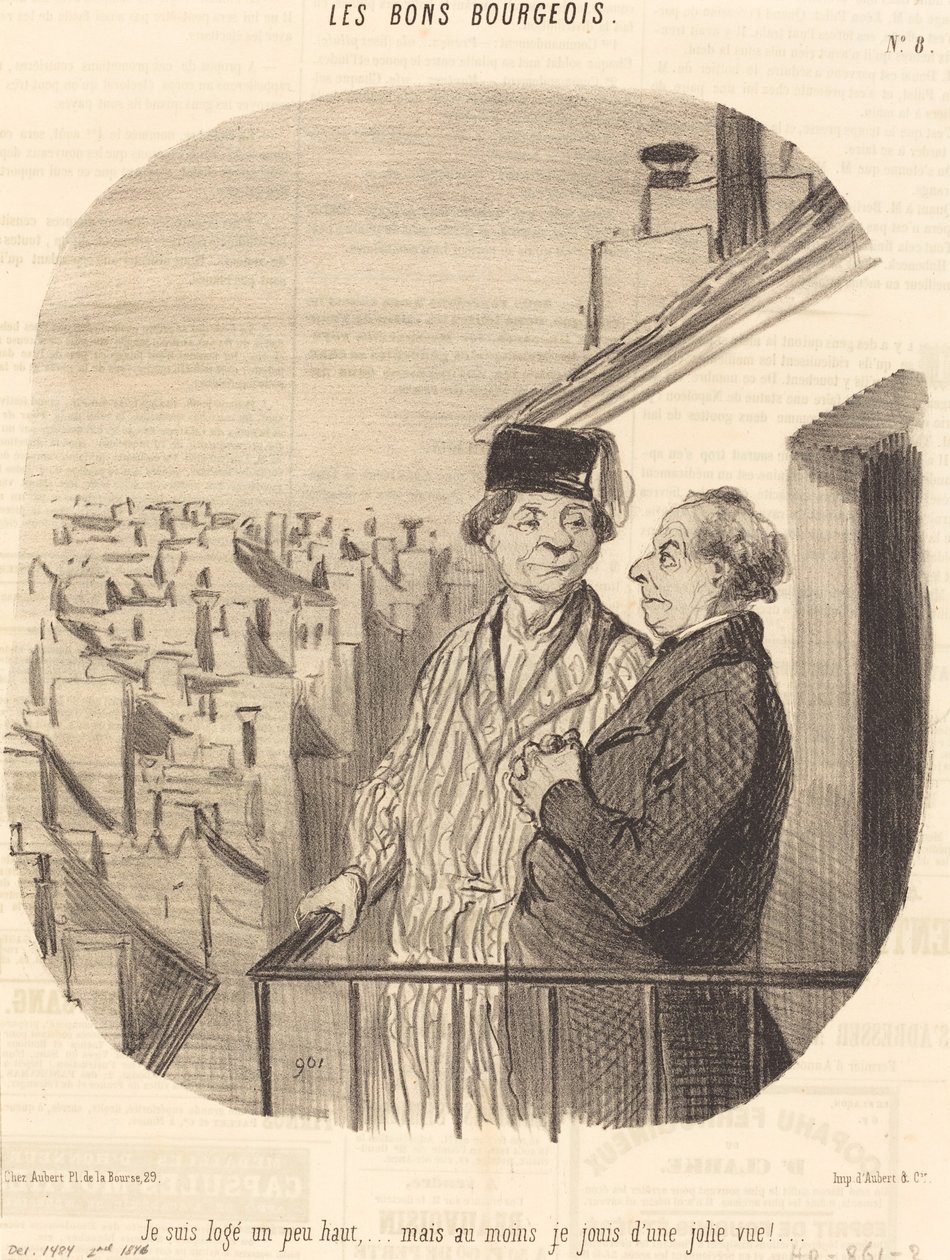 Jag är inhyst lite högt... men... jag njuter av en fin utsikt! av Honoré Daumier