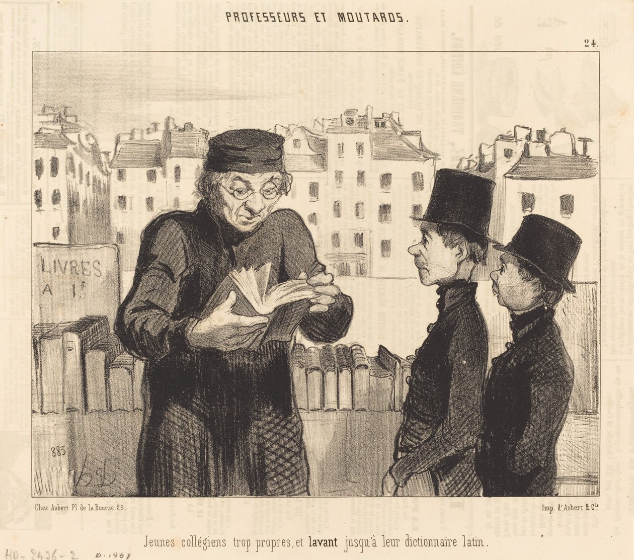Unga studenter... diskar upp sin latinska ordbok av Honoré Daumier