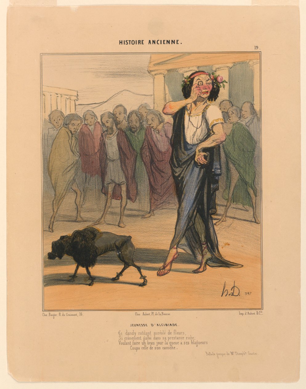 Youth of Alcibiades, skylt 19 från Ancient History av Honoré Daumier