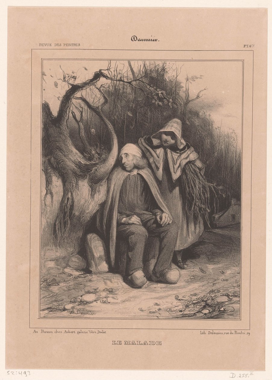 Ung kvinna med sjuk bonde längs en stig Le Malade (titel på objekt) av Honoré Daumier
