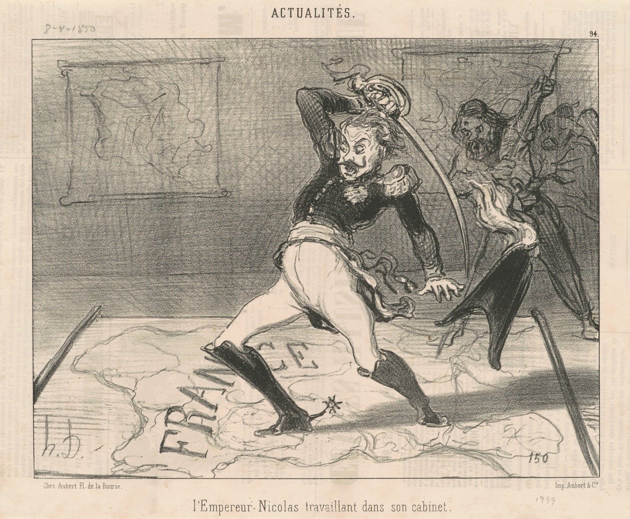 Kejsar Nicholas arbetar i sitt arbetsrum av Honoré Daumier