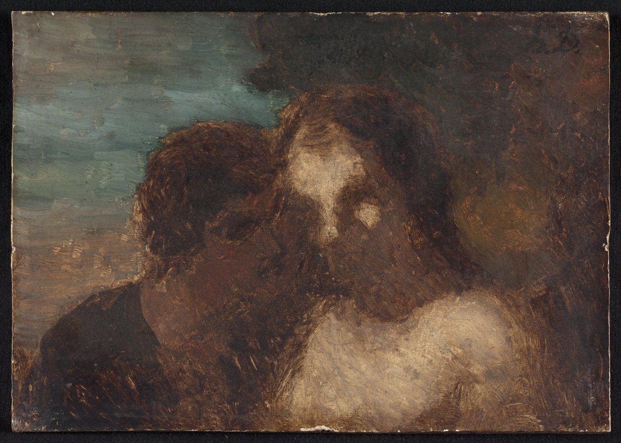 La Confidence eller Judas kyss av Honoré Daumier