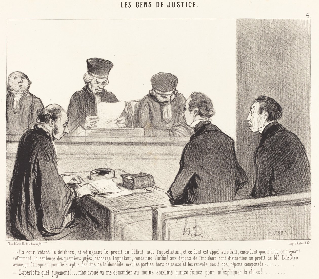 Domstolen tömmer överläggningen... av Honoré Daumier