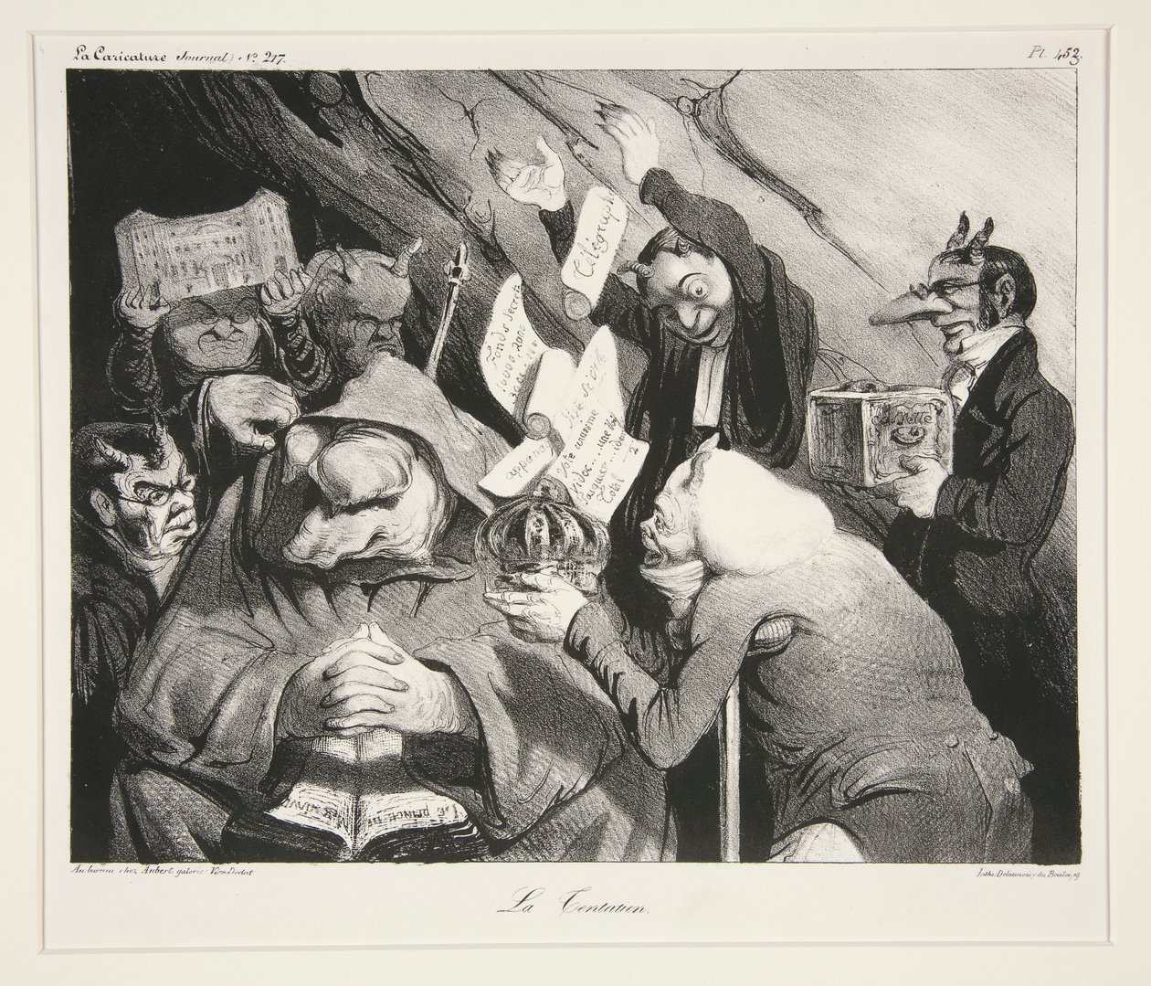 La Tentation. (Frestelse.), pl. 453 från tidskriften La Caricature nr. 217 av Honoré Daumier