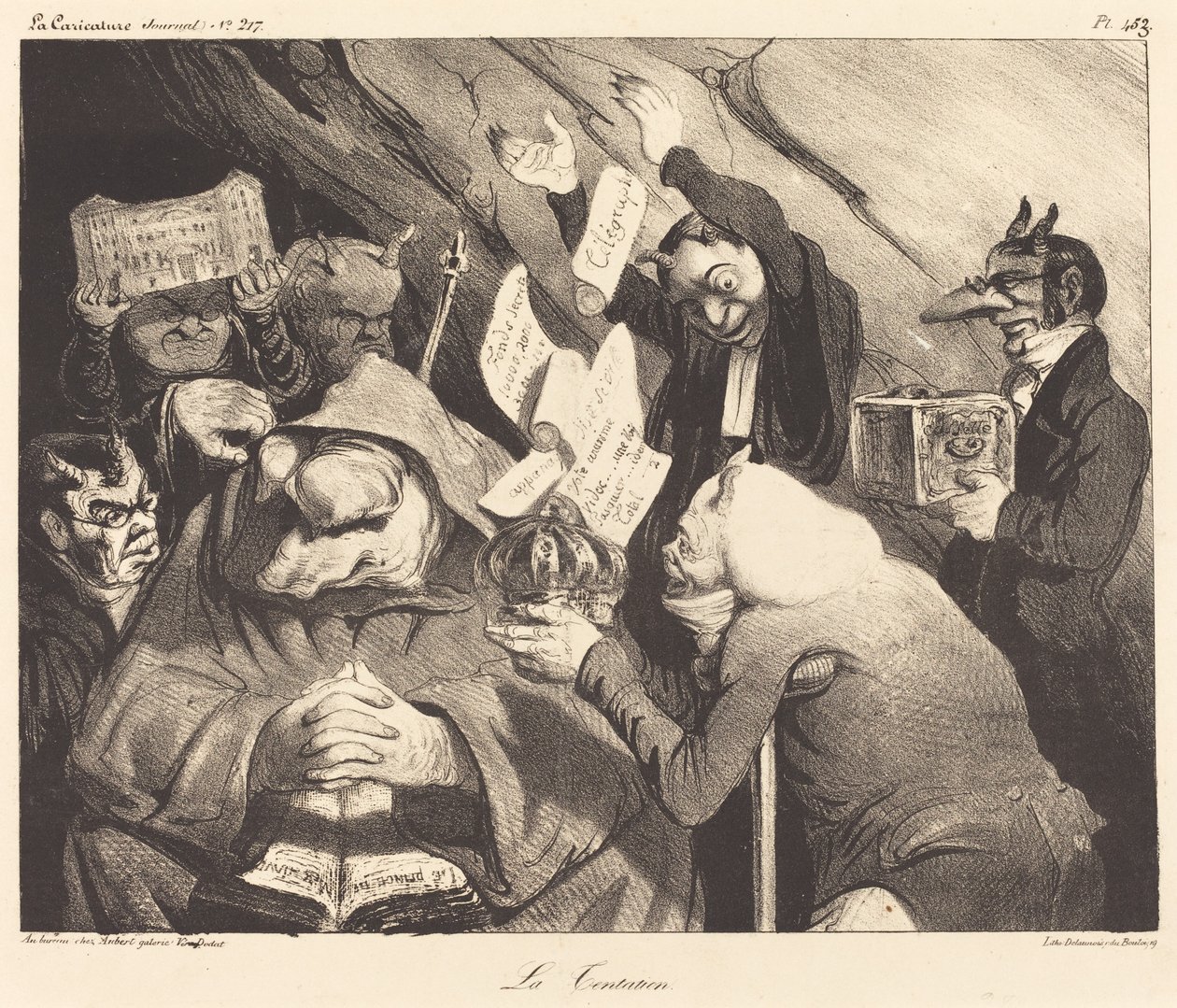 Frestelsen, parodi på en målning av Teniers av Honoré Daumier