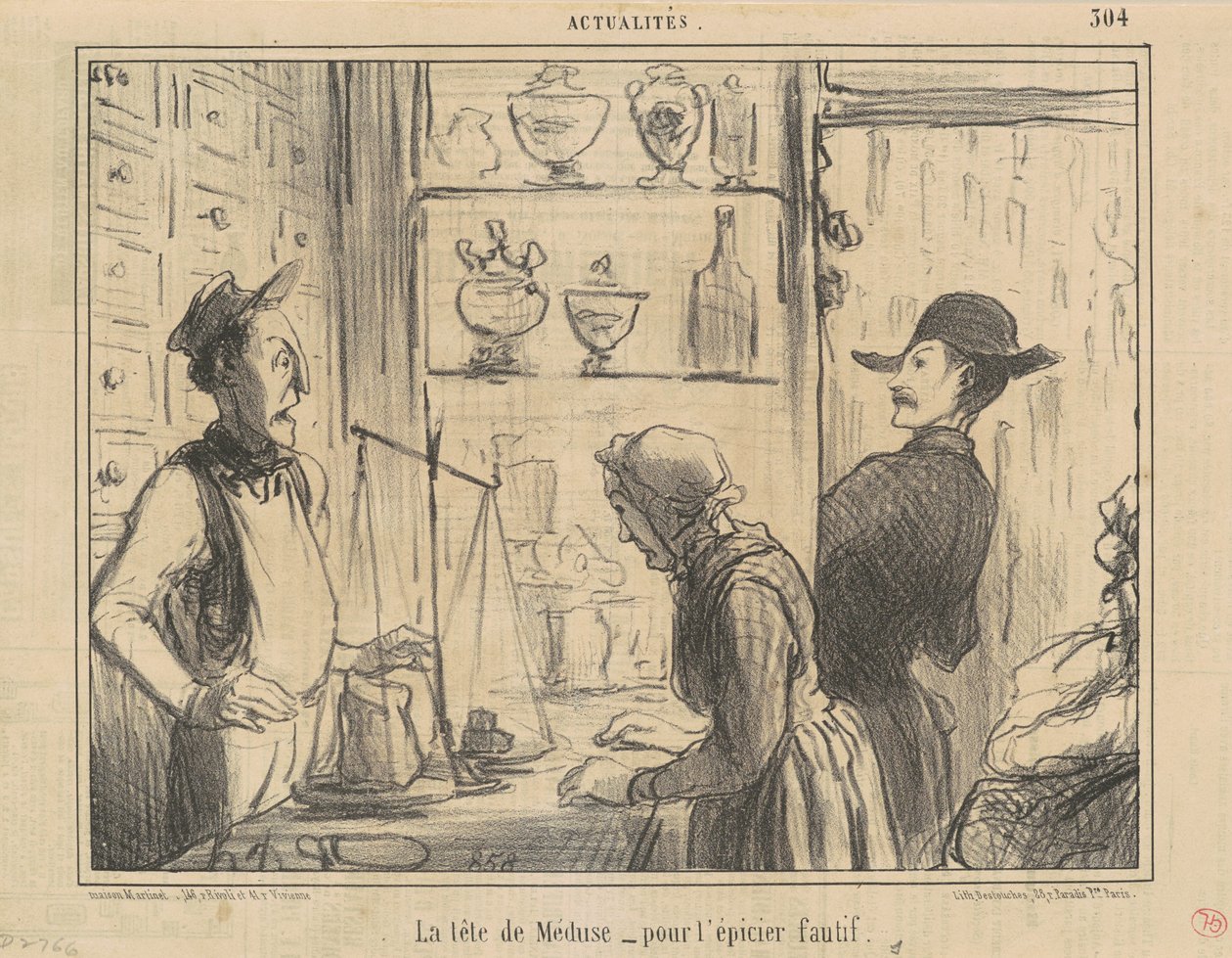 Medusas huvud för den kränkande livsmedelsaffären av Honoré Daumier