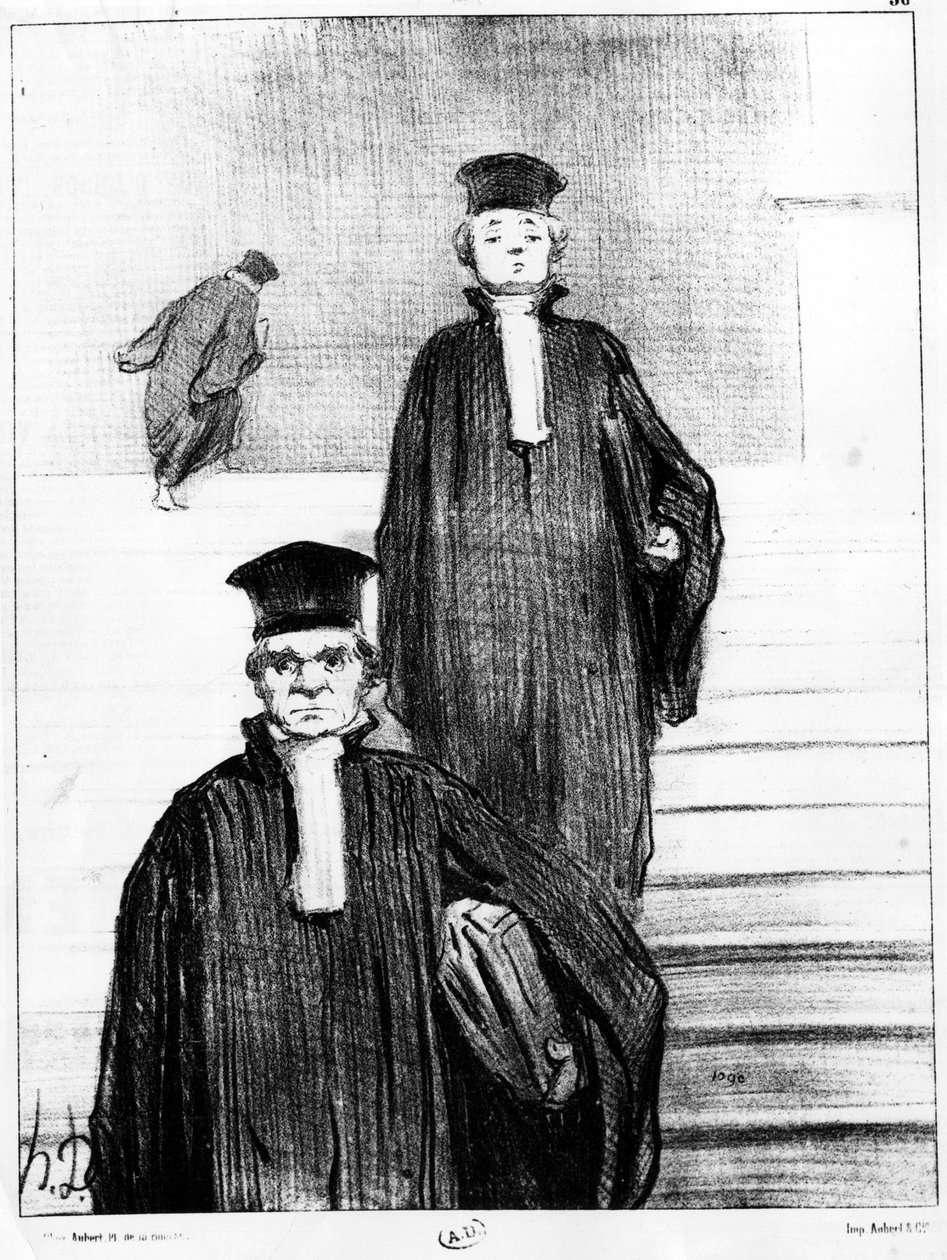 Advokater, karikatyr av Honore Daumier (1808-1879). "Charivari" av Honoré Daumier