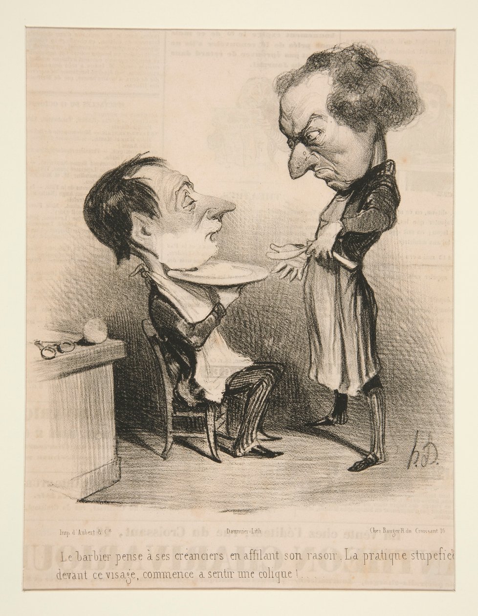 Barberaren tänker på sina fordringsägare av Honoré Daumier