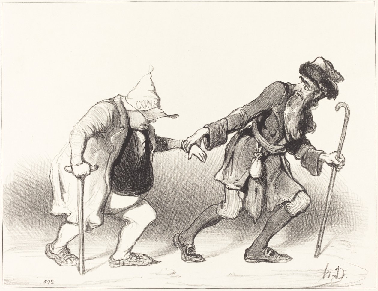 Den konstitutionella och den vandrande juden av Honoré Daumier