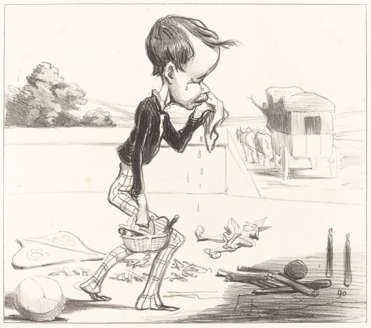 Unga Estancelin är skyldig att återvända till klassen! av Honoré Daumier