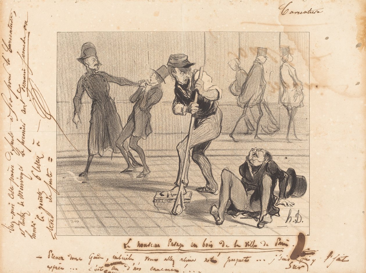 Den nya träbeläggningen... i Paris av Honoré Daumier