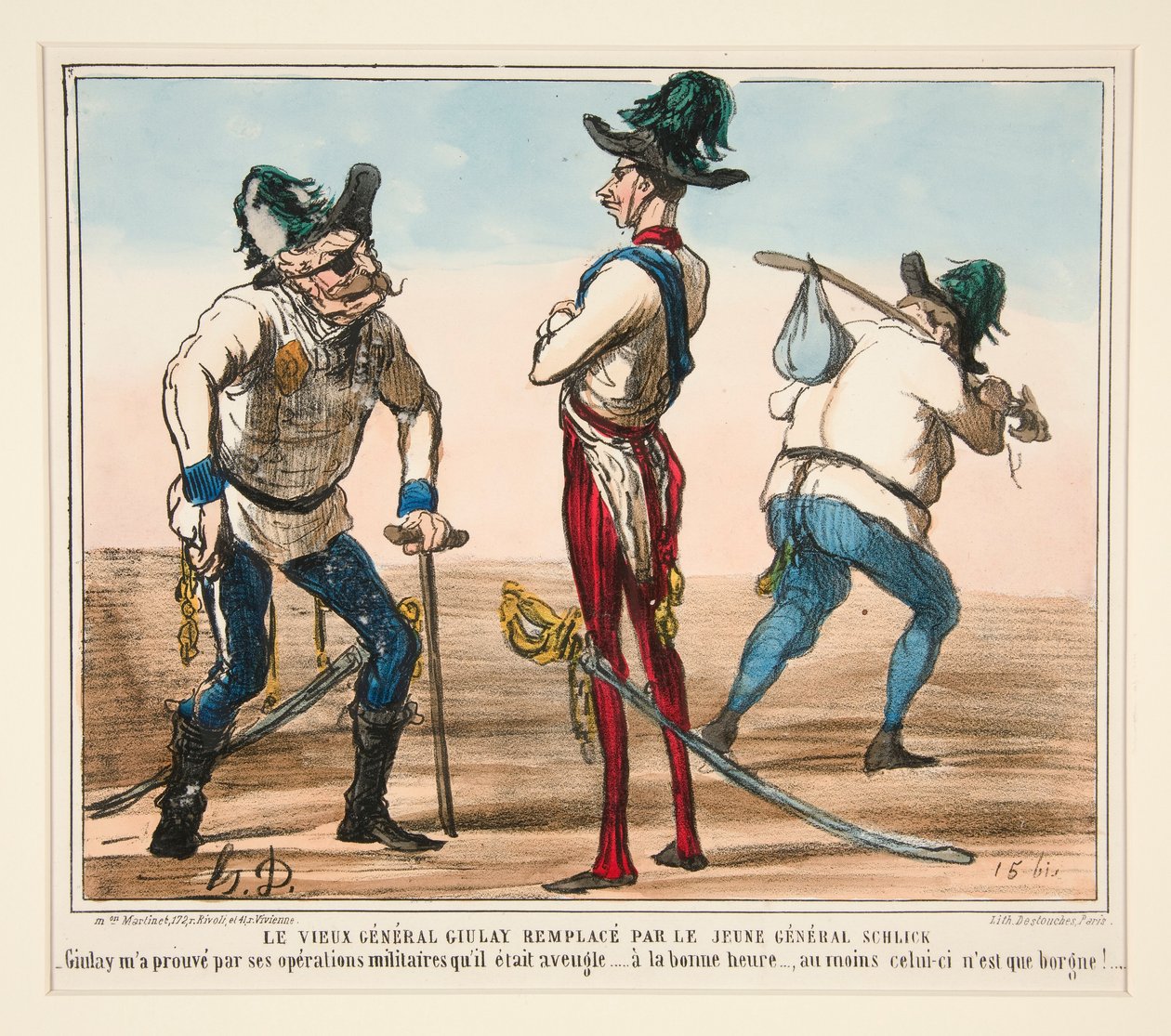 Gamle general Giulay ersatt av unge general Schlick av Honoré Daumier